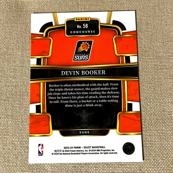 Devin Booker 23-24 Panini NBA Select Concourse Phoenix Suns #58 Basketball Card - Picture 2 of 2